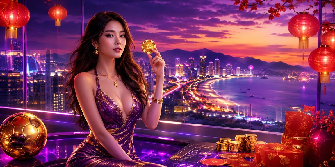 Cảnh người chơi đặt cược thể thao tại Đà Nẵng với đèn lồng đêm rực rỡ